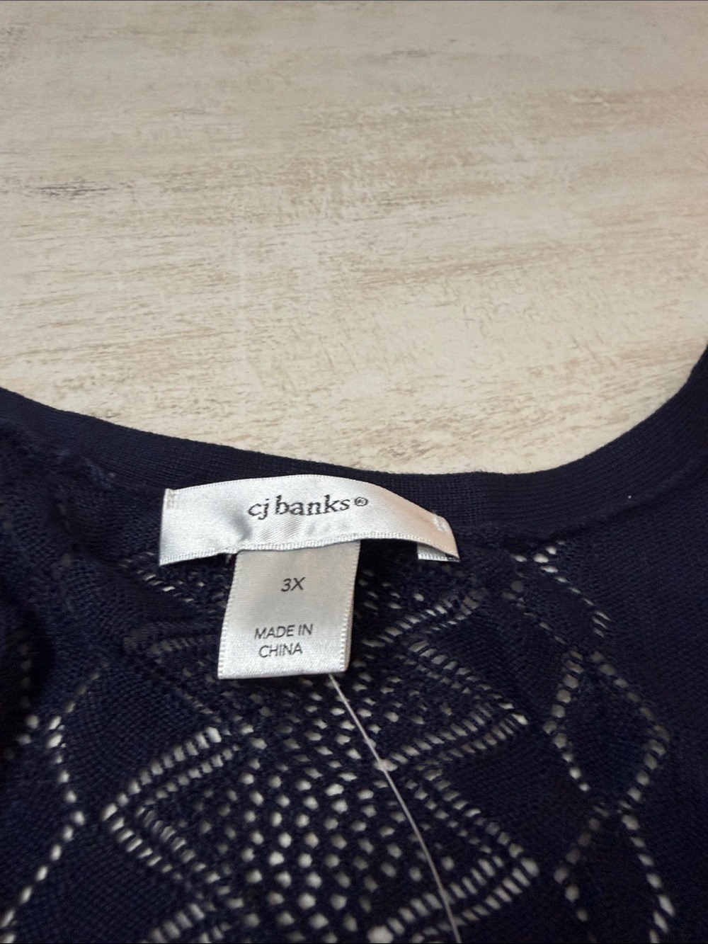 CJ Banks Navy Open-Front Cardigan with Lace-Detail Sleeves - Picture 6 of 9